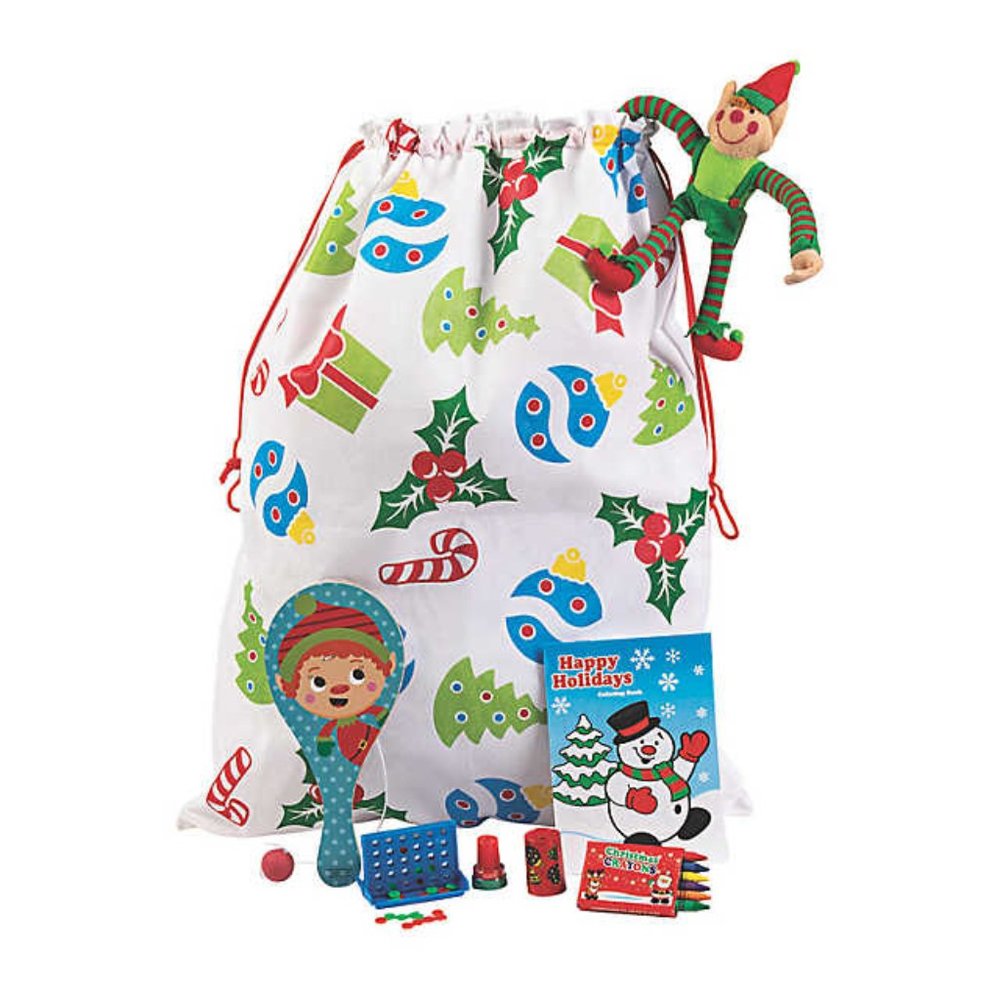 Holiday Christmas Canvas Pre-Filled Gift Goody Bag